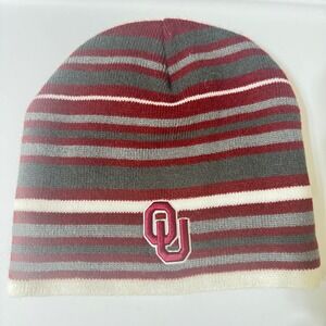 Captivating Headgear Oklahoma Sooners Beanie Hat Striped Crimson White